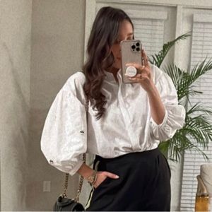 Zara jeweled puff sleeve shirt